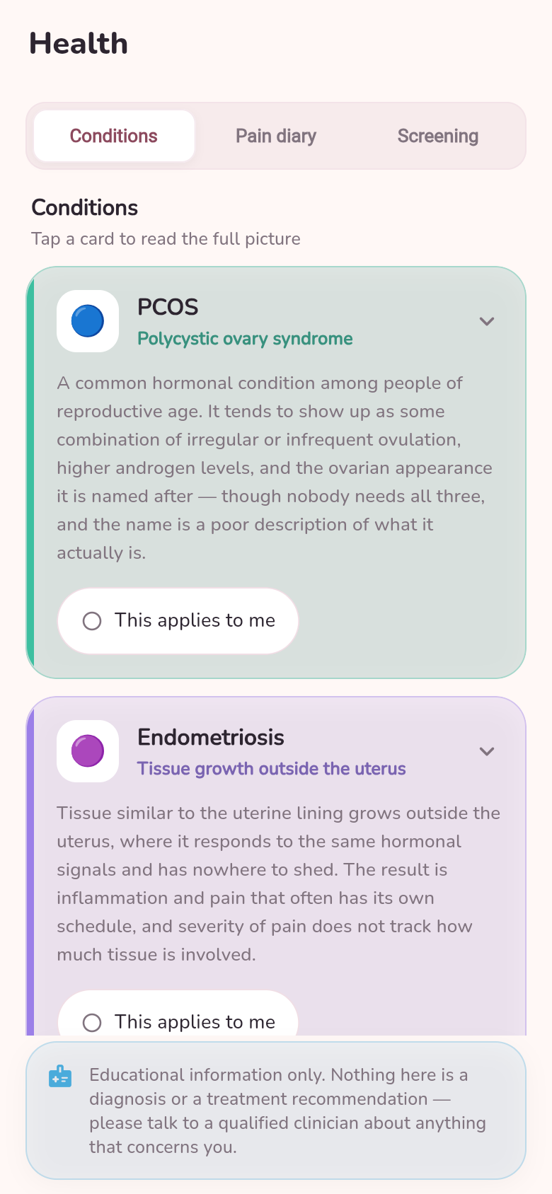 Health conditions library